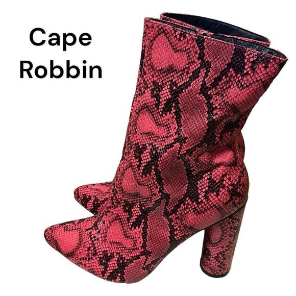 Cape Robbin Boas Pink Snake Print Heeled Boots 10 10M - Picture 1 of 6